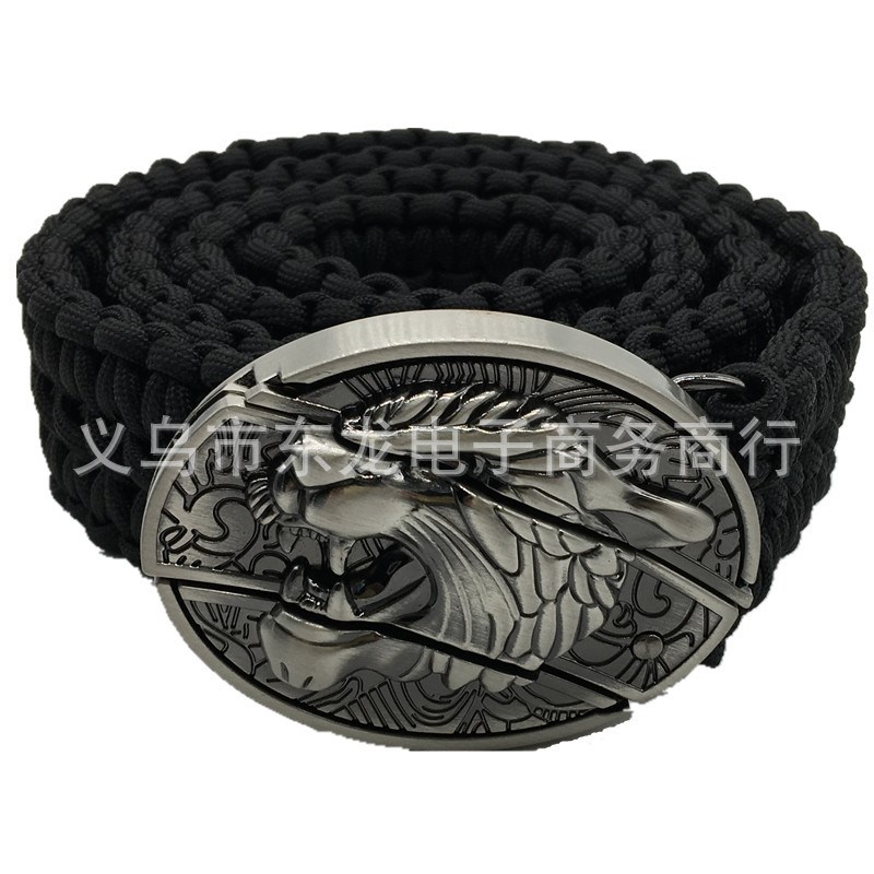 户外不锈钢刀 纯手工编织军规550磅高强伞绳腰带/皮带 军绿 黑色