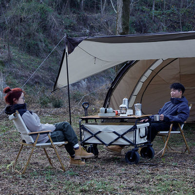 户外露营推车可折叠户外手推野餐车营地拖车拉杆小拉车桌板野营车