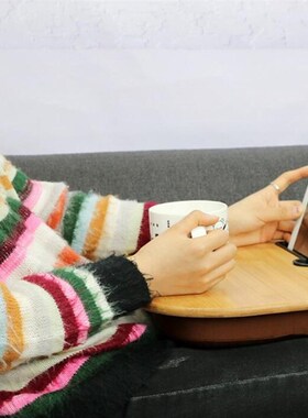 Portable Bamboo Laptop Table Pillow Lap Desk Bookshelf Tray