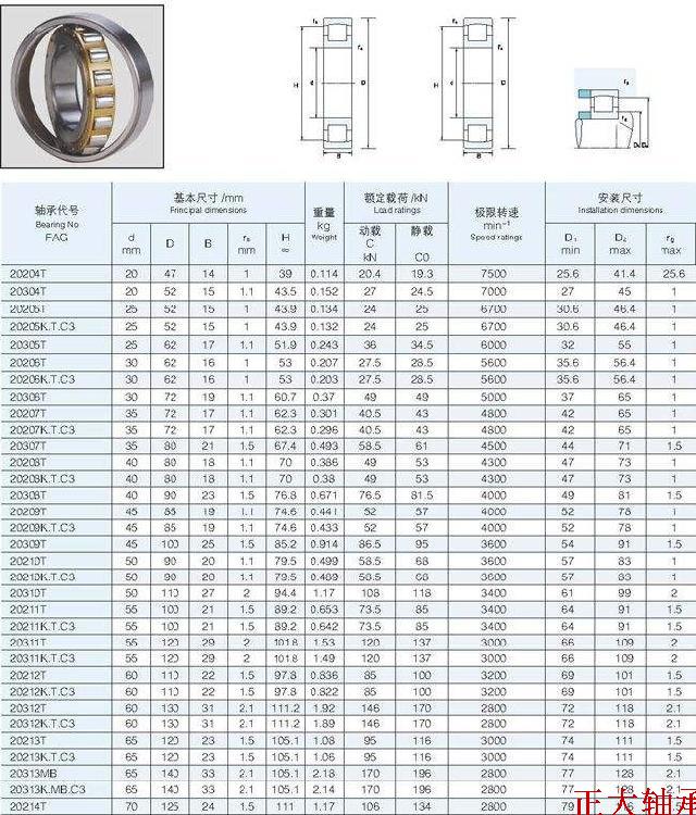 调心子滚轴承 T20208