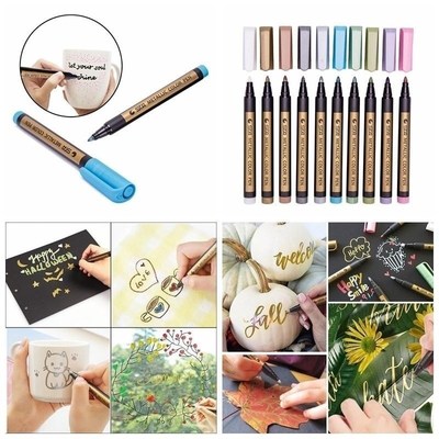 10PCS/Lot Metallic Markers Paints Pens Art Permanent Writing