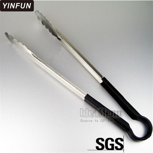 加厚加长食品夹子烧烤夹食物夹菜夹 不锈钢牛排面包夹烘焙夹 46CM