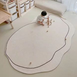 设计侘寂风客厅地毯北欧卧室床边INS风地毯