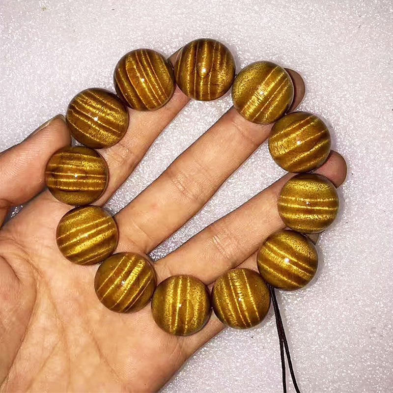 聚檀阁 小叶桢楠金丝楠玻璃底带水波纹12颗佛珠手串手持