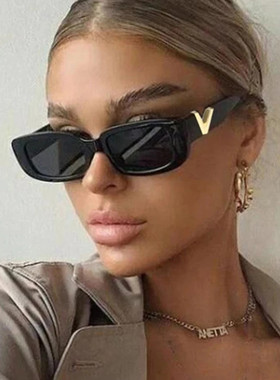 热销Luxury V Sun Glasses Men Fashion Rectangle Jelly Glasses