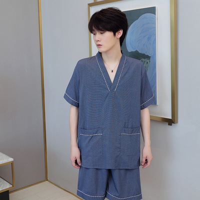 2021a新款汗蒸服男全棉桑拿服洗浴中心大码男士苎麻浴服男