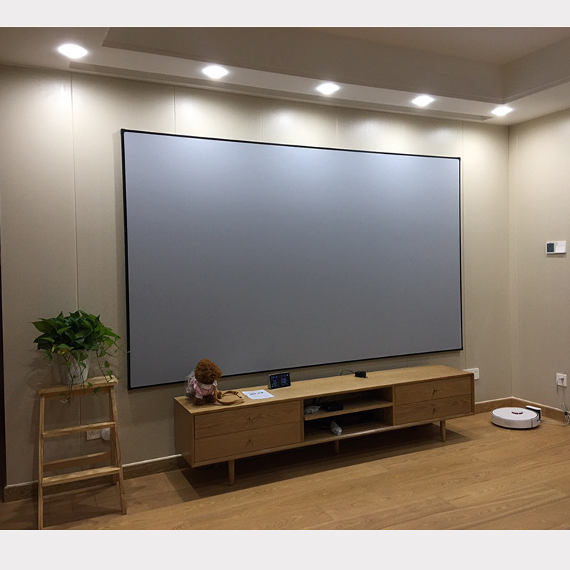热销画框投影幕挂装幕布投影激光电视家用幕布金属灰晶抗光高清投
