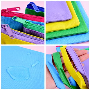 A4拉链文c件袋帆布科目分类手提袋透明纱网袋小学生用补课包拎书