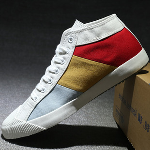 高帮帆布鞋男潮流百搭男鞋2021新款透气防臭板鞋韩版学生休闲布鞋