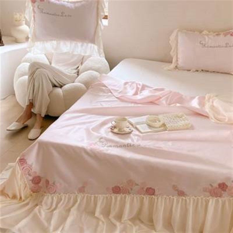 新款夏季a类少女心防滑冰丝凉席床裙款三件套可机水洗公主风空调,床上用品,冰丝席,淘宝优惠券,粉丝福利购,淘宝优惠卷