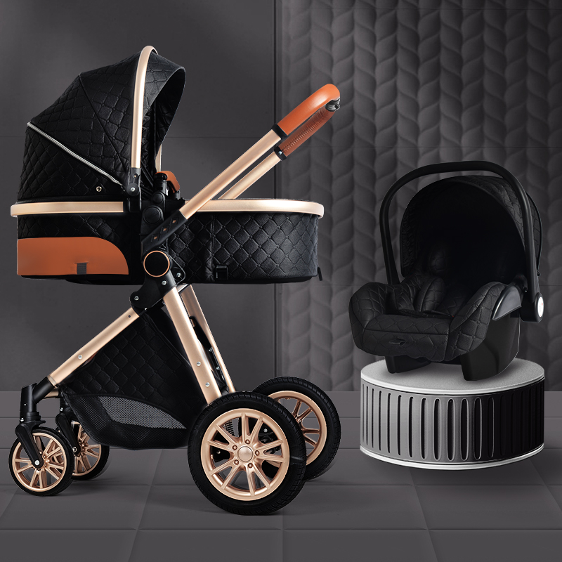 推荐Luxury Baby Stroller 3 in 1 High Landscape Baby Cart Can