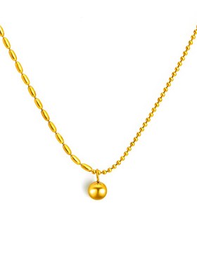 钛钢不掉色圆珠金豆项链女轻奢小众设I计高级感设计米粒波珠链女