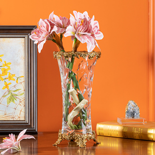 捷克进口水晶花瓶摆件 高档奢华软装 欧式 美式 客厅插花工艺品