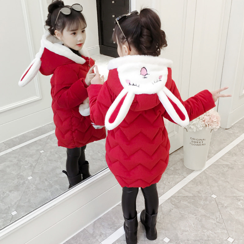 女童冬季棉服2023新款大童韩版加厚爆款棉衣儿童中长版羽绒棉外套