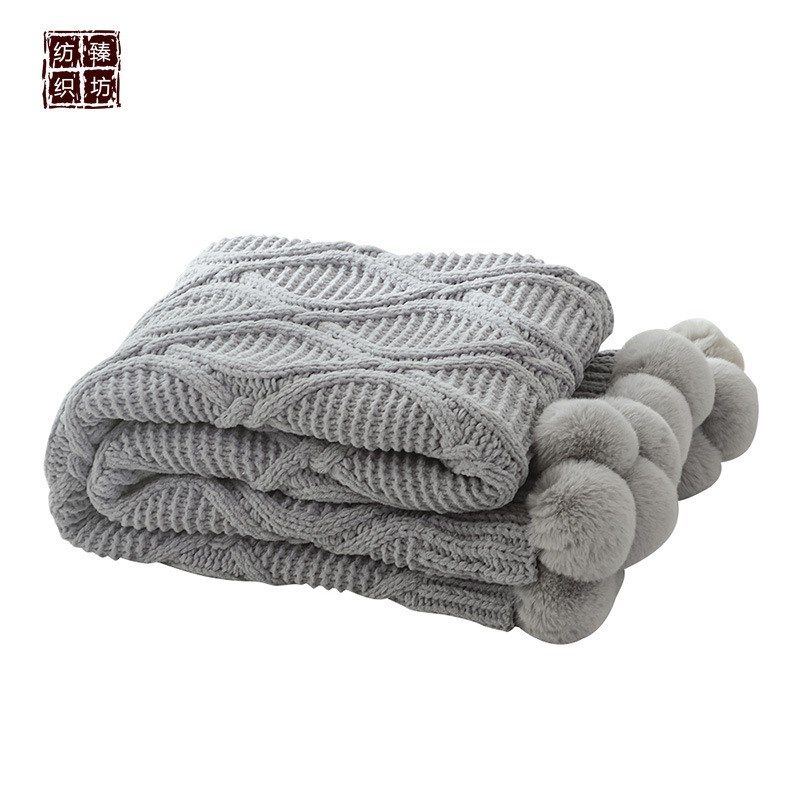 雪尼尔针织球球毛毯 北欧装饰毯空S调毯沙发毯盖毯,床上用品,休闲毯/毛毯/绒毯,淘宝优惠券,粉丝福利购,淘宝优惠卷