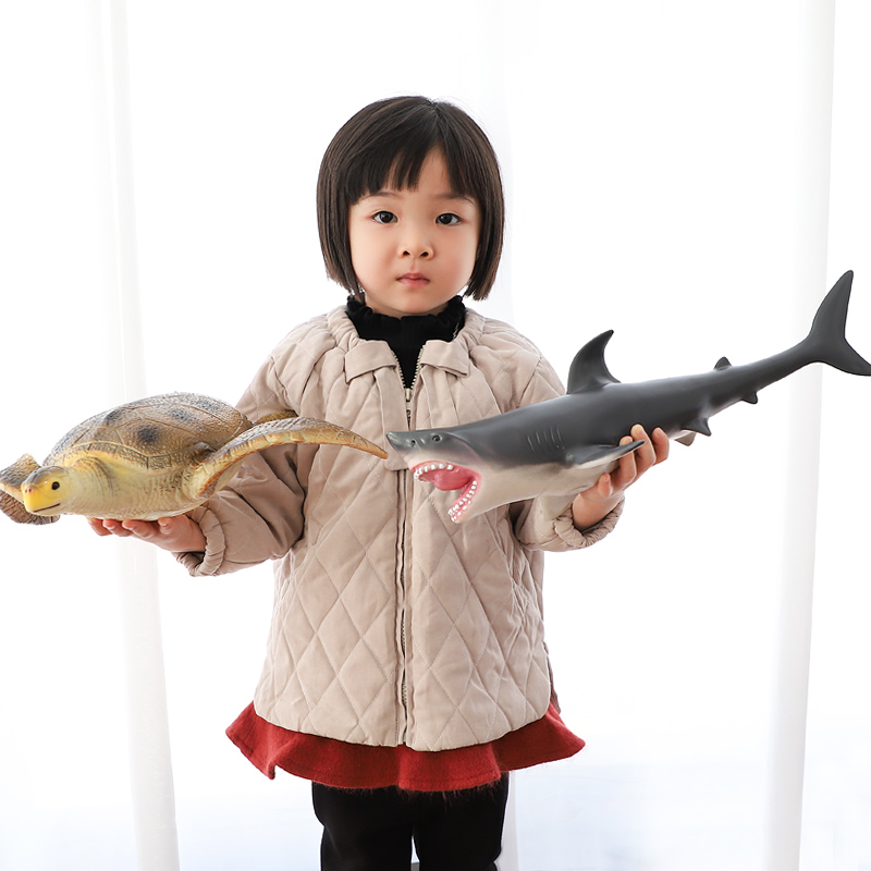 超大软胶仿真海洋动物模型海底世C界生物大白鲨蓝鲸鱼企鹅海龟玩