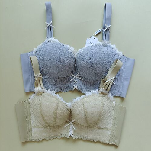 芭蕾玛中厚B杯无钢圈小胸聚拢文胸蕾丝少女胸罩收副乳上托内衣女