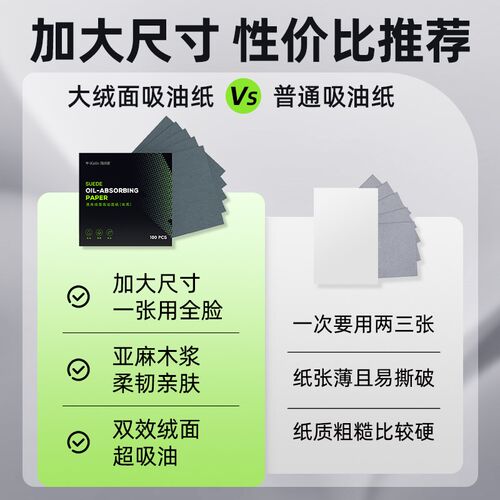 吸油纸面部男绒面控油清爽脸部油性皮肤大张学生便携式吸油面纸