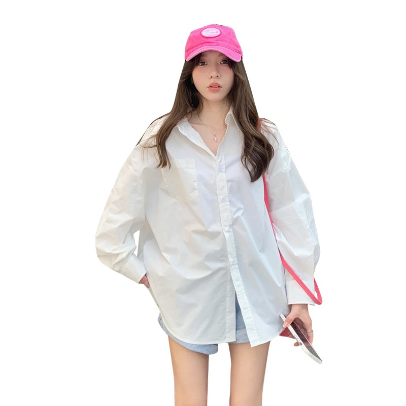 现货设计感小众宽松显瘦法式白色衬衫外套女2024秋季新款长袖衬衣