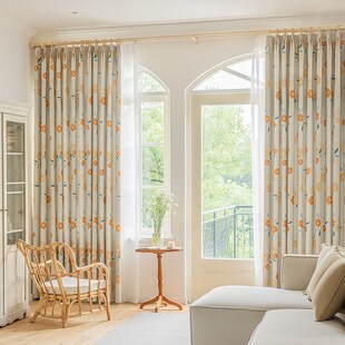 卧室窗帘挂钩式田园风2021年新款客厅美式全遮光布飘窗少儿房女