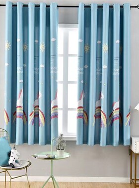 4U8Ka窗帘成品小短帘飘窗卧室客厅新款田园租房遮光布挂钩全遮光