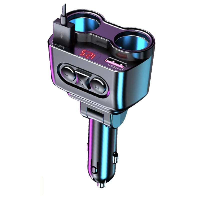 车载充电器蓝牙MP3播放器多功能一拖二快充汽车S点烟器FM转换插头