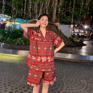 桑拿服男款 汗蒸服女纯棉100%全棉情侣套装 美容院V按摩服温泉洗浴