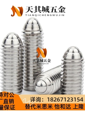 替代BMSL3/4/5/6/8/10/12/16不锈钢定位珠波仔螺丝钢珠紧定弹簧柱