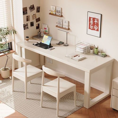 实木双人书桌家用长条桌加宽加厚大板桌书房办公桌台式电脑桌卧室