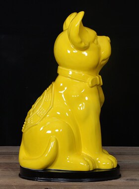 黄色大号陶瓷狗摆件十二生肖旺财纳福狗办公室工艺品客厅家居饰品