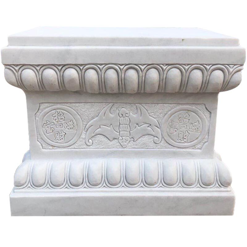 石雕莲花座汉白玉须弥座花架盆景底座庭院别墅石台座简约石墩摆件