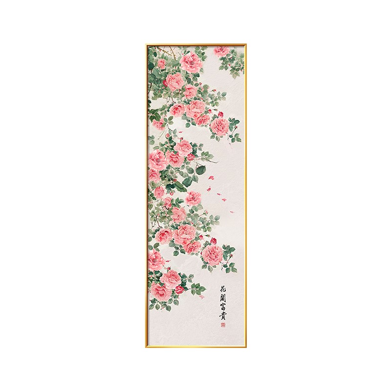 花开富贵牡丹花手绘定制油画玄关装饰画入户进门正对门高级感挂画图片