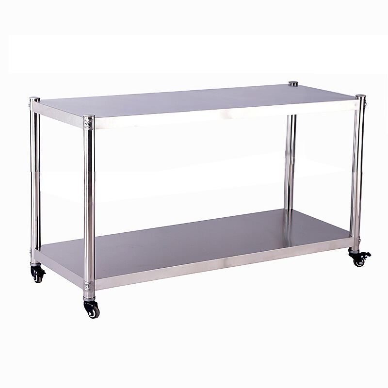 可移动不锈钢置物架带轮子两层万向轮收纳架厨房储物架落地多新款