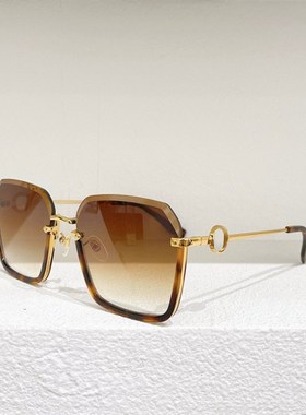 韩版板材方形半框太阳眼镜女圆脸4815时尚遮阳墨镜男款黄色镜片黑