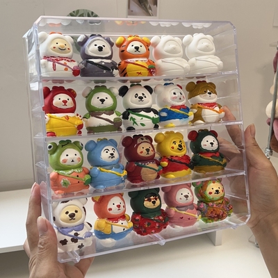 石膏娃娃展示架透明压克力多层DIY立体玩具收纳放背X包熊置物架子