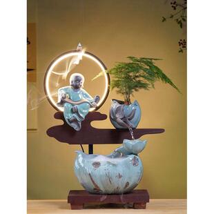 摆件送礼香流水客厅装 饰灯店铺办公室开业加湿器倒流招财创意圈