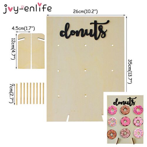 Wooden Donut Wall Stand Doughnut Holder Baby Shower Kids Bir