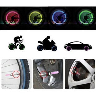 2Pcs Bicycle Neon LED Light Cycling Tyre Wheel Valve Cap Neo