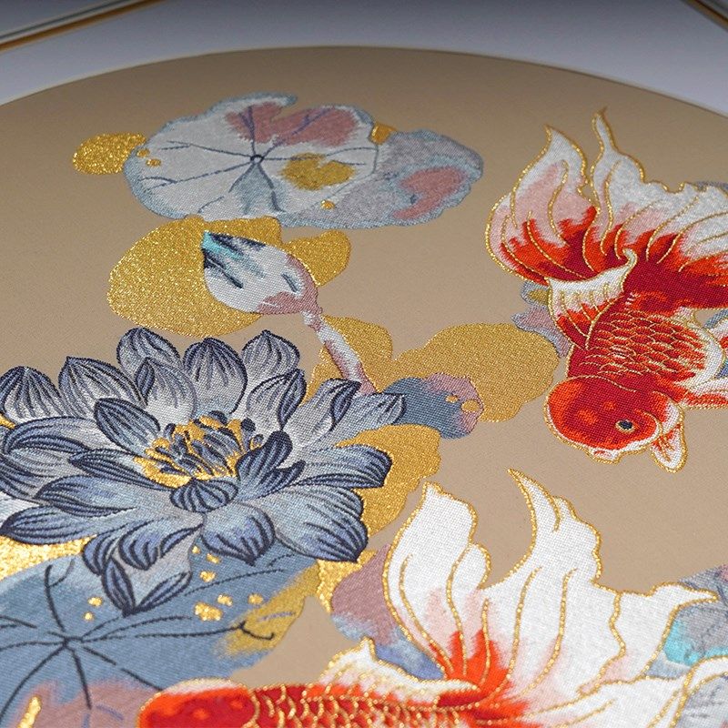 南京云锦研究所金玉莲莲手工框画客厅办公室书房装饰画挂画礼品
