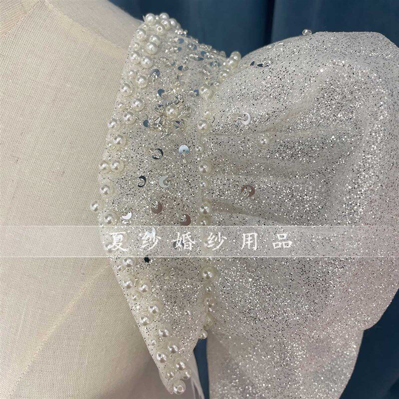 新款新娘婚纱披肩泡泡袖喷银礼服围巾/丝巾/披肩