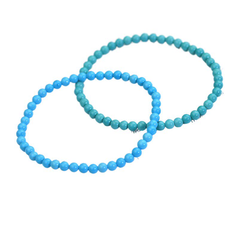 天然原矿绿松石高瓷无优化极细手链男女款圆珠手串米珠单圈饰品女