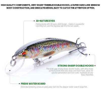 速发50mm 2.6g Mini Minnow Wobblers Floating Fishing Lures Mi