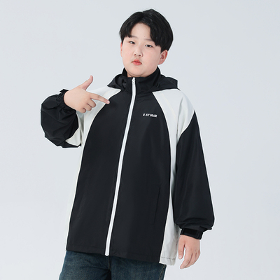 胖童外套春秋男童加肥加大童上衣男孩秋装青少年冲锋衣男款大童