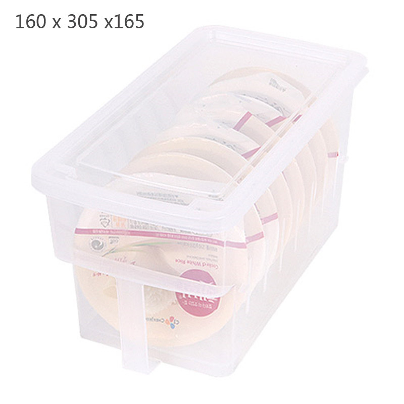 韩国进口厨房冰箱收纳盒透明长方形整理盒家用带盖手柄塑料收纳筐