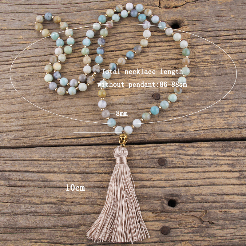 推荐y Amazonite Stone Buddha Necklace For Women Lariat Neckl-封面