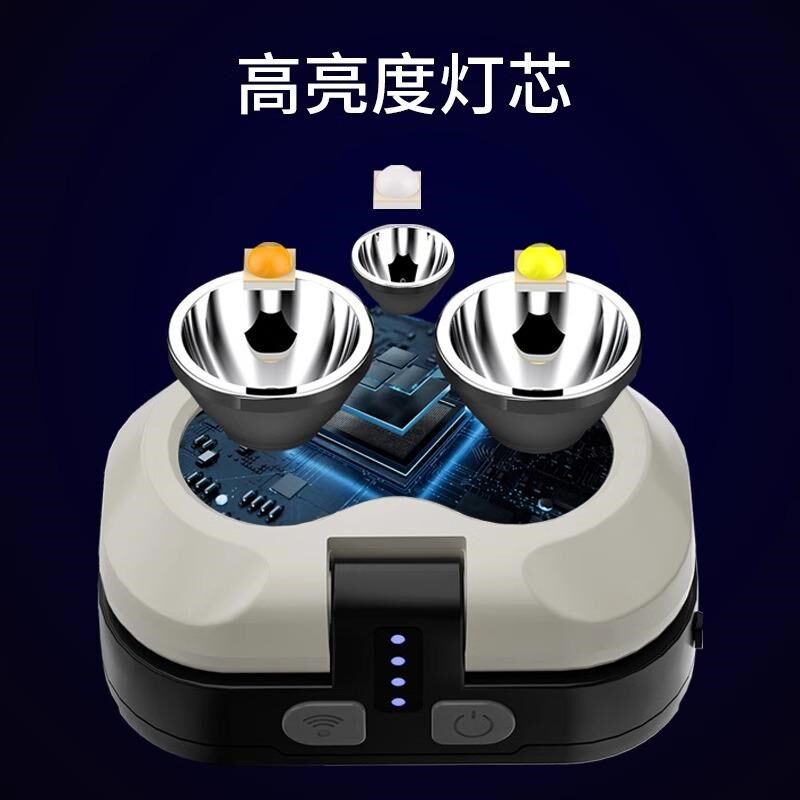 户外驱蚊感应头灯持久续航快充电显高亮灯芯迷你便携户外头灯防水