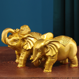 纯铜象摆件一对吸水大象客厅酒柜家居乔迁办公室店铺装饰工艺礼品