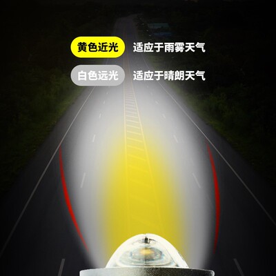摩托车透镜射灯led强光超亮电动车远近光一体大灯外置防水爆闪灯