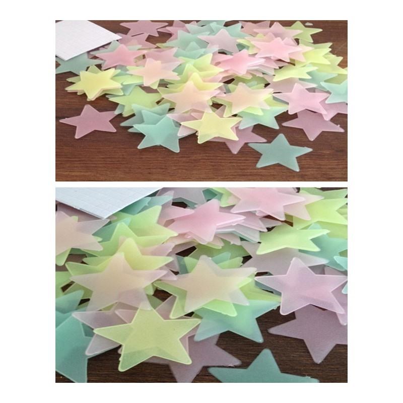 新品50pcs 3D Stars Glow Wall ers In The Dark Luminous Fluore