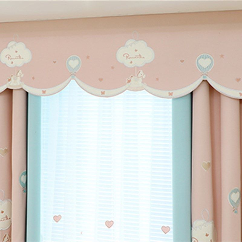 RI0T儿童房窗帘公主风飘窗韩式粉色温馨女M孩卧室遮光窗帘定 制落